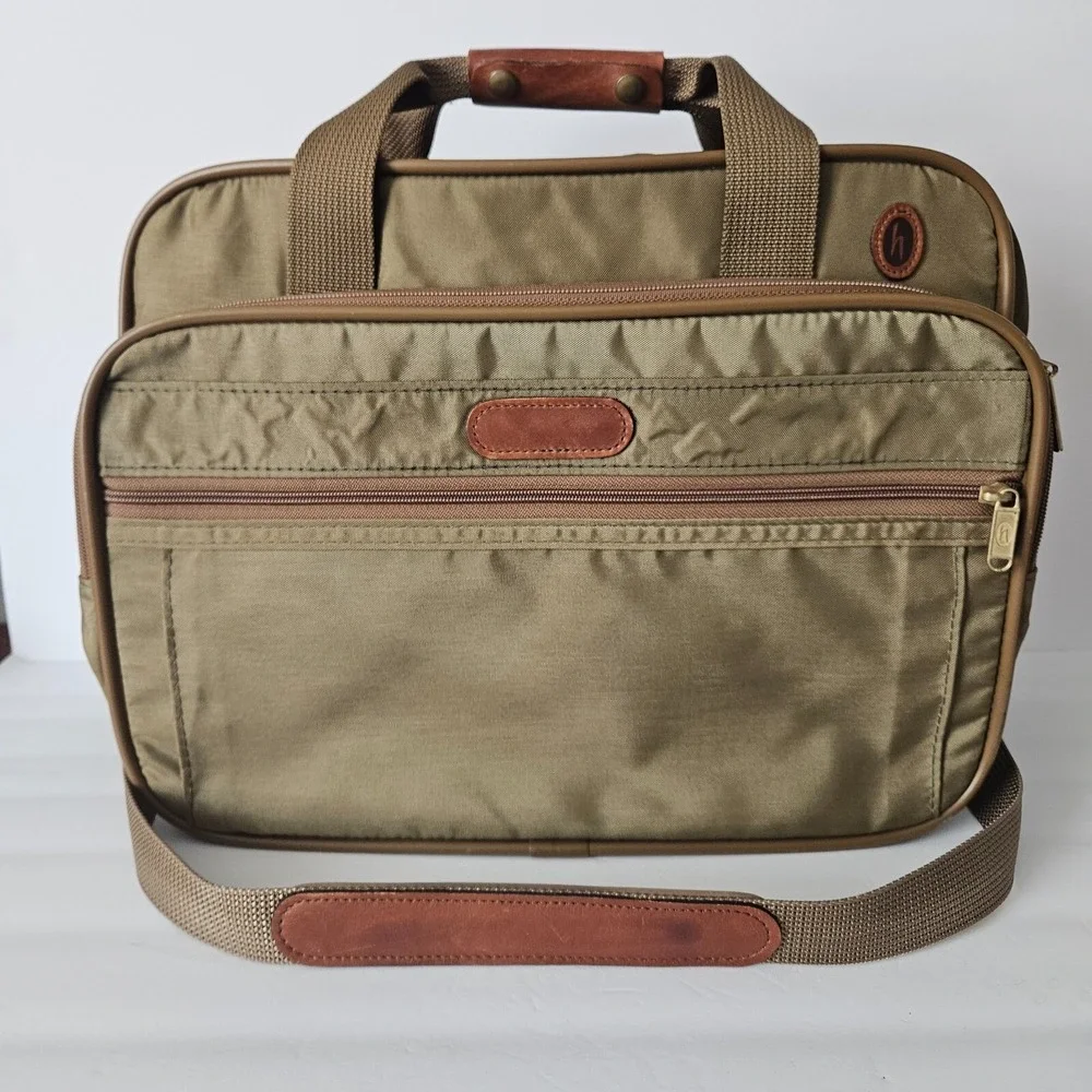Brookfield by Hartmann Messenger Bag Carry-on Tote Leather Accents Adjustable